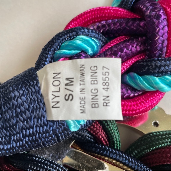 NWT VINTAGE PAIR BELTS S/M NYLON STRETCH BRAID MEDALLION BLING - Picture 5 of 6